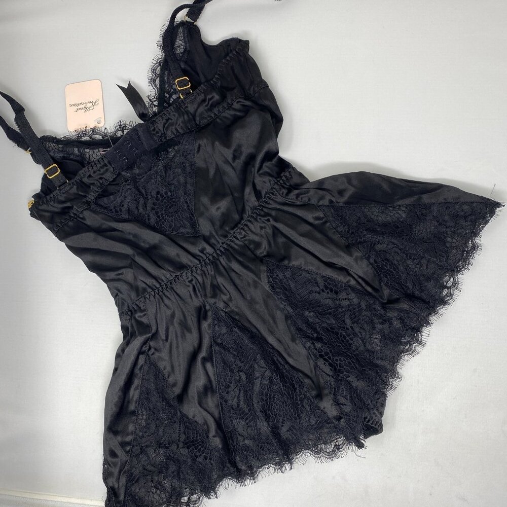 Agent Provocateur Swan Black Silk Blend Teddy Bodysuit AP3 Medium NWT - Picture 5 of 7